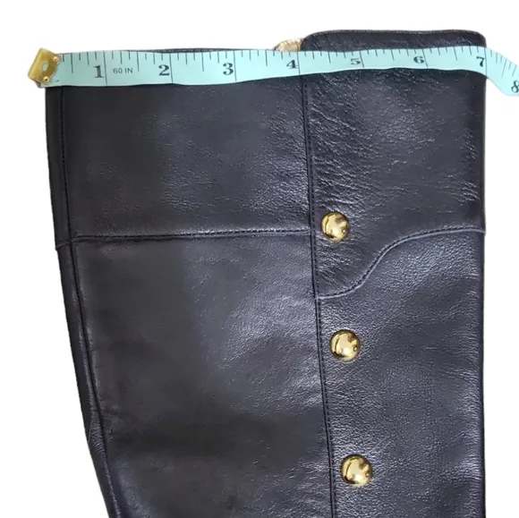 MICHAEL KORS Black Leather Tall Carney Studded Riding Boots Size 6.5