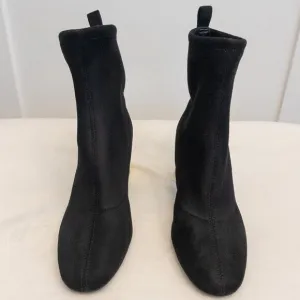 Michael Kors Black Suede Stretch Sock Booties Gold Heel Ankle Boots Size 7