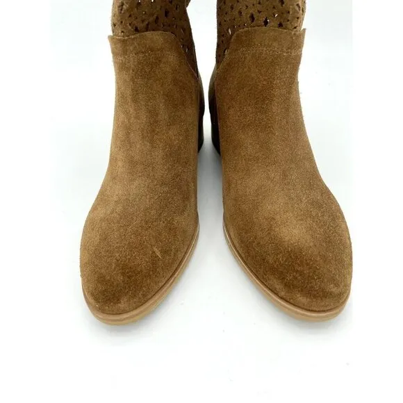 Michael Kors Boots Brown Perforated Suede Leather Ankle Boots SZ 5.5 New
