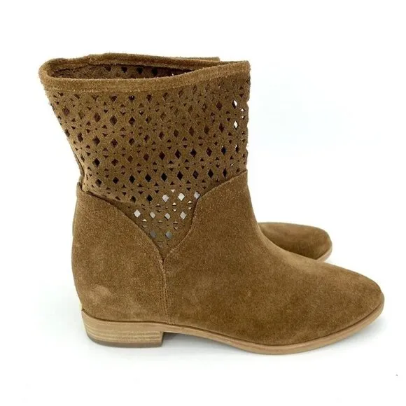 Michael Kors Boots Brown Perforated Suede Leather Ankle Boots SZ 5.5 New