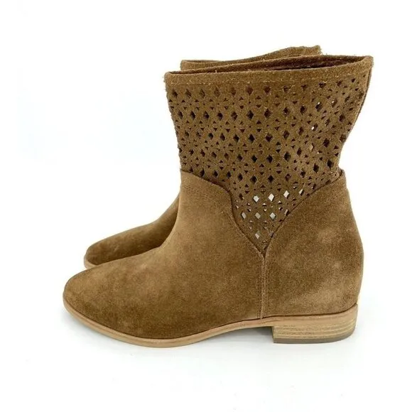 Michael Kors Boots Brown Perforated Suede Leather Ankle Boots SZ 5.5 New