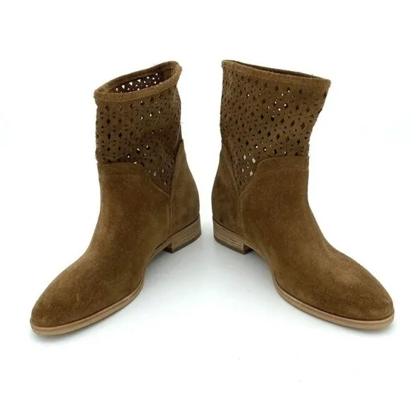 Michael Kors Boots Brown Perforated Suede Leather Ankle Boots SZ 5.5 New