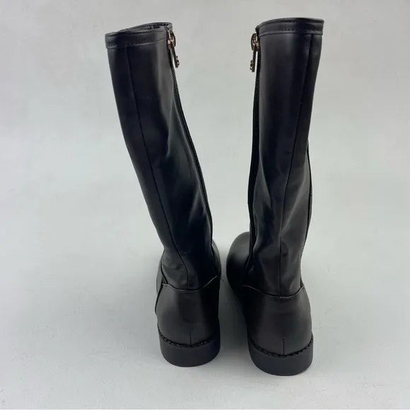 Michael Kors Brown Leather Calf High Zip Up BEXLEY Riding Boots MK Buckle