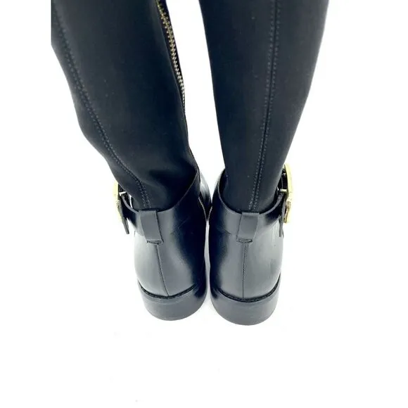 Michael Kors Bryce Boots Over The Knee Stretch Back Leather Black 5.5 New