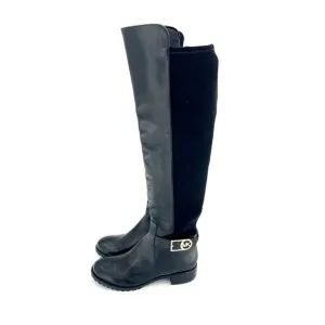 Michael Kors Bryce Boots Over The Knee Stretch Back Leather Black 5.5 New