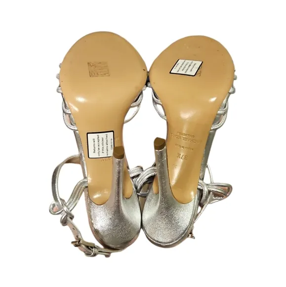MICHAEL KORS COLLECTION | Metallic Silver Strappy Sandals in Size EU 37.5 / US 7