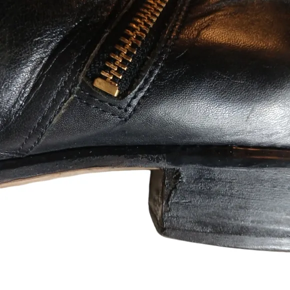 Michael Kors Fulton Black Two-Toned Knee High Boots Leather Riding Boots Size 9