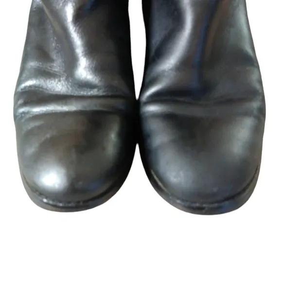 Michael Kors Fulton Black Two-Toned Knee High Boots Leather Riding Boots Size 9