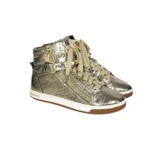 Michael Kors Glam Studded Metallic Leather High Tops in Gold Womens Size 7.5