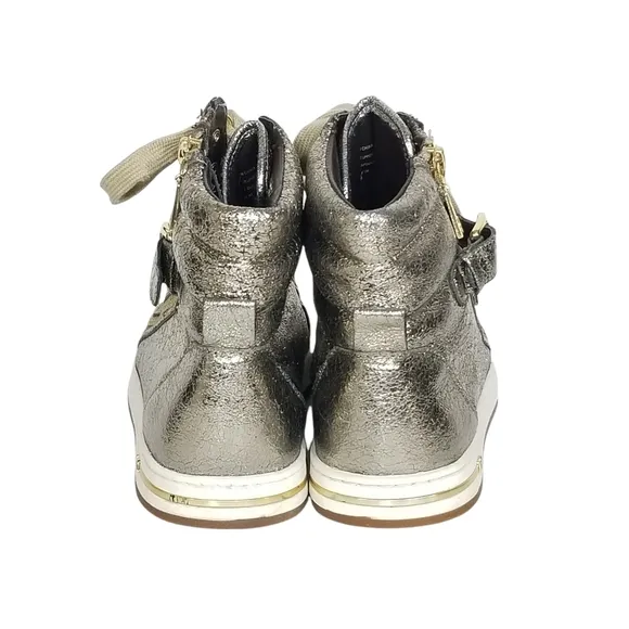 Michael Kors Glam Studded Metallic Leather High Tops in Gold Womens Size 7.5