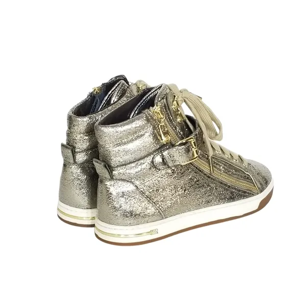 Michael Kors Glam Studded Metallic Leather High Tops in Gold Womens Size 7.5