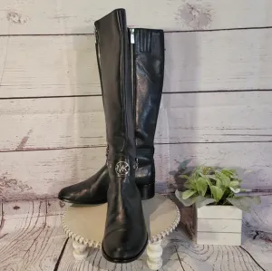 Michael Kors Heather Black Leather Women's Knee-High Boots Size 9