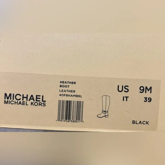 Michael Kors Heather Knee High Boot Black Leather Round Toe Women’s 9M New NWT