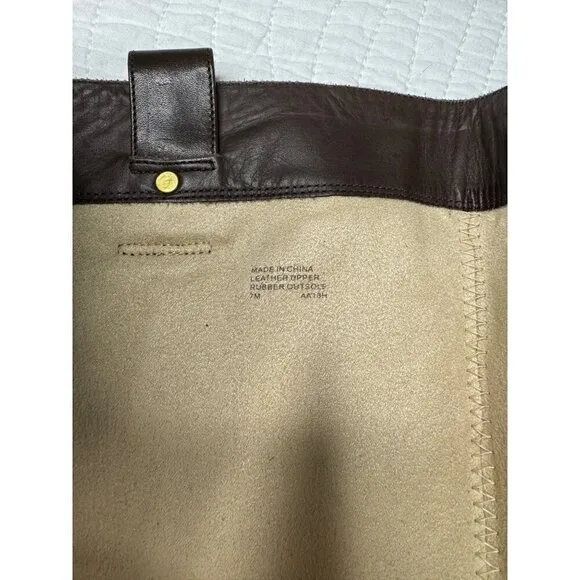Michael Kors Leather Almond Toe Block Heel Knee Riding Boots Brown SZ 7M Festiva