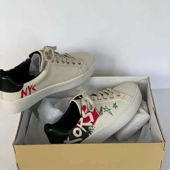 MICHAEL KORS Poppy Lace up Heavy Canvas Cream 6.5.