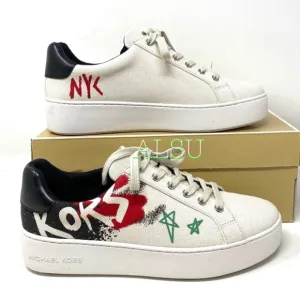 MICHAEL KORS Poppy Lace up Heavy Canvas Cream 6.5.