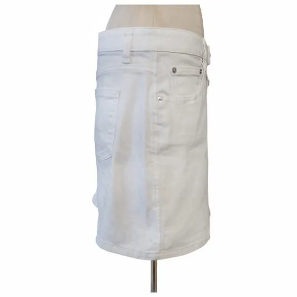 MICHAEL KORS White Jean Stretch Mini Skirt Size 12 Beachy Summer Casual Coastal