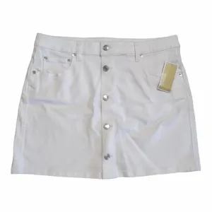 MICHAEL KORS White Jean Stretch Mini Skirt Size 12 Beachy Summer Casual Coastal