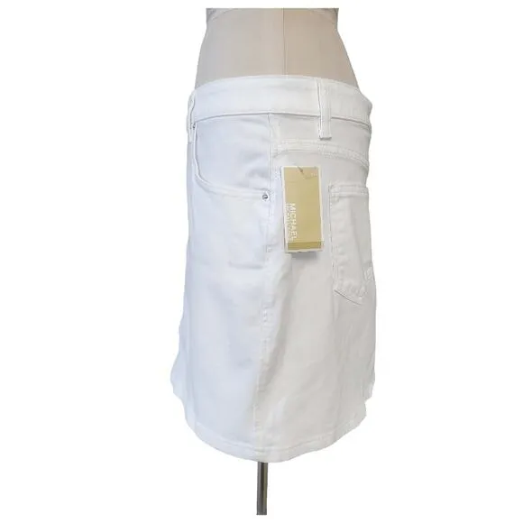 MICHAEL KORS White Jean Stretch Mini Skirt Size 12 Beachy Summer Casual Coastal