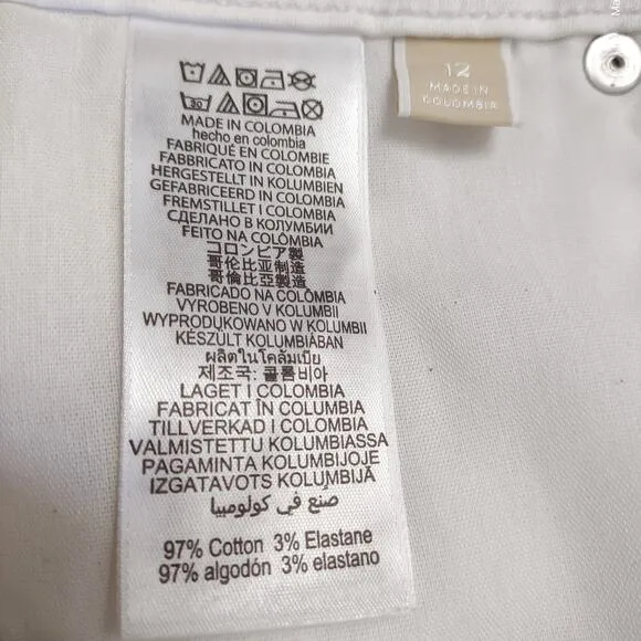 MICHAEL KORS White Jean Stretch Mini Skirt Size 12 Beachy Summer Casual Coastal