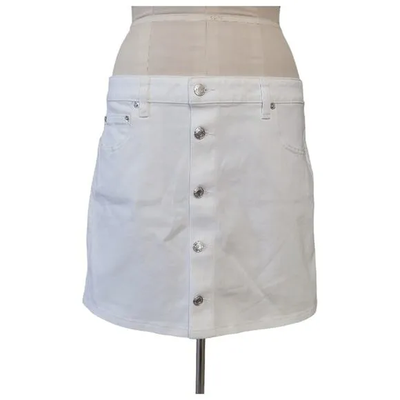MICHAEL KORS White Jean Stretch Mini Skirt Size 12 Beachy Summer Casual Coastal