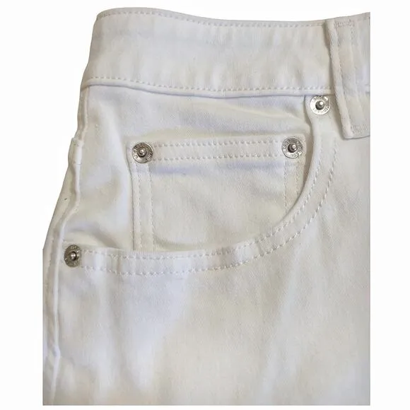 MICHAEL KORS White Jean Stretch Mini Skirt Size 12 Beachy Summer Casual Coastal