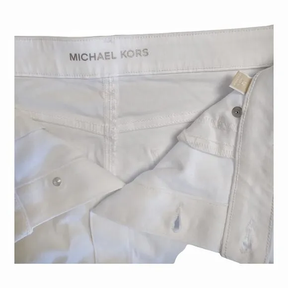 MICHAEL KORS White Jean Stretch Mini Skirt Size 12 Beachy Summer Casual Coastal