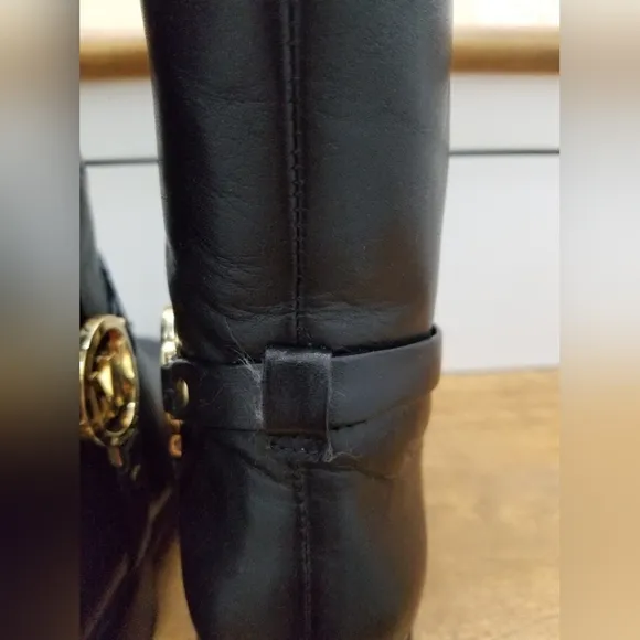 MICHAEL Michael Kors Black and Brown Leather Riding Boots