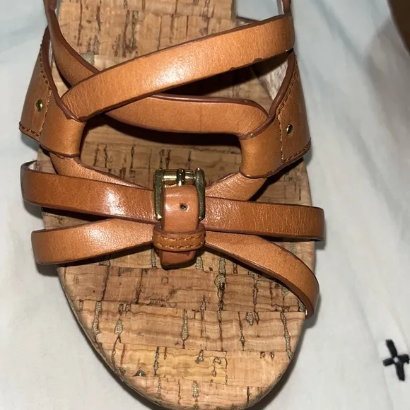 MICHAEL  Michael Kors 'Cyndi' Leather Strappy Cork Wedge Sandals