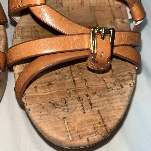 MICHAEL  Michael Kors 'Cyndi' Leather Strappy Cork Wedge Sandals