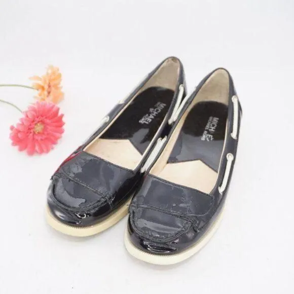 Michael Kors Black Patent Leather Topsider/Loafers