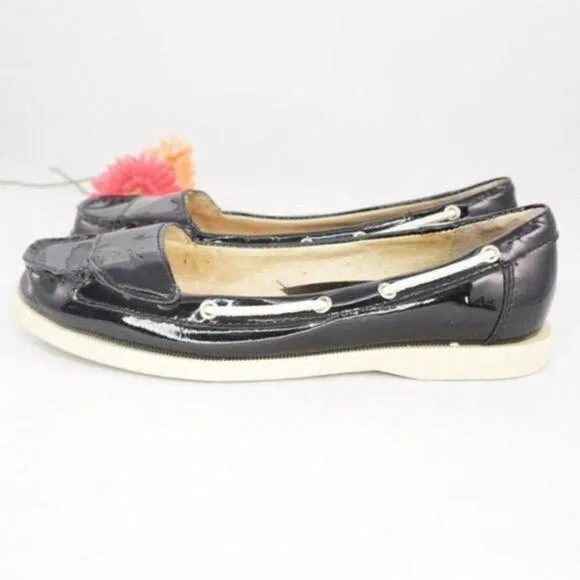 Michael Kors Black Patent Leather Topsider/Loafers
