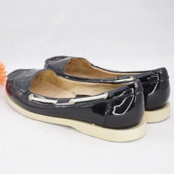 Michael Kors Black Patent Leather Topsider/Loafers