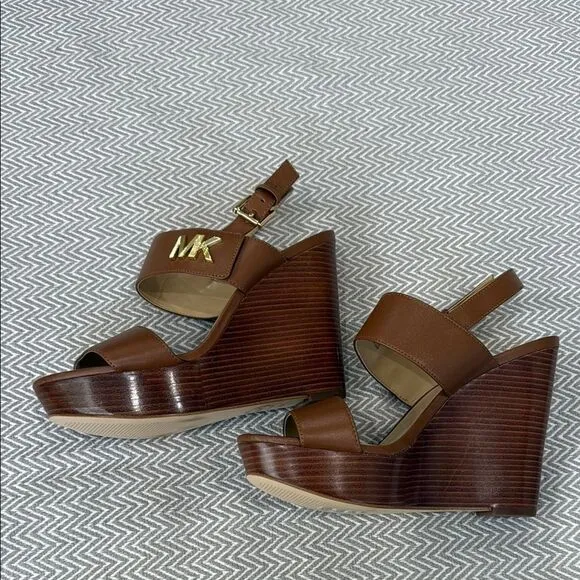Michael Kors Brown Wedge Sandals Size 7