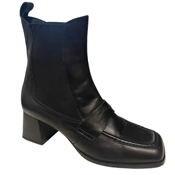 MICHELE LOPRIORE Adele Black Block Heel Chelsea Boot 41