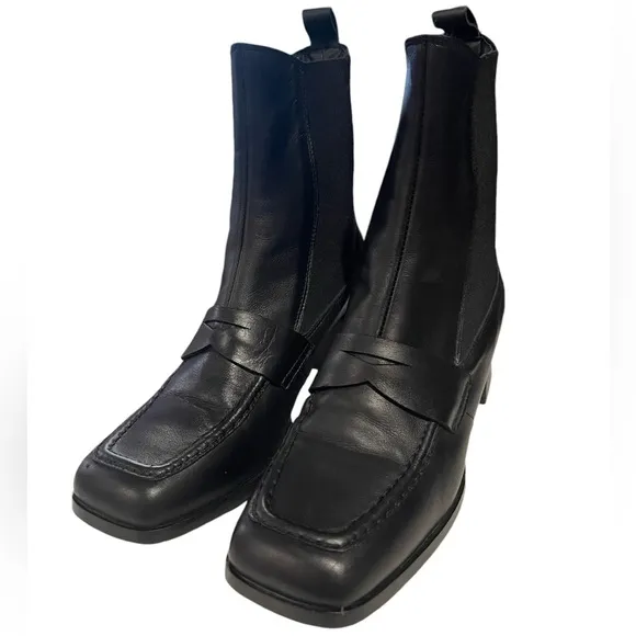 MICHELE LOPRIORE Adele Black Block Heel Chelsea Boot 41