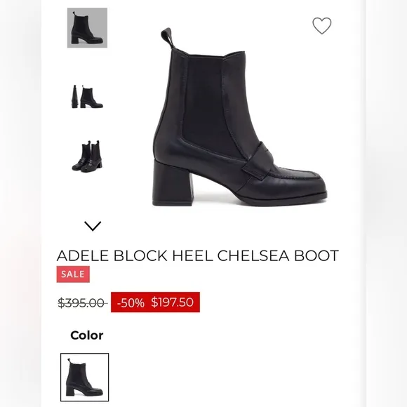 MICHELE LOPRIORE Adele Black Block Heel Chelsea Boot 41