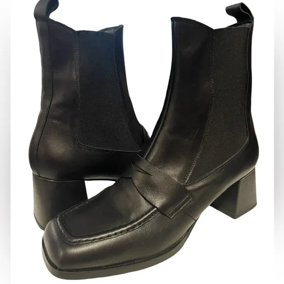 MICHELE LOPRIORE Adele Black Block Heel Chelsea Boot 41