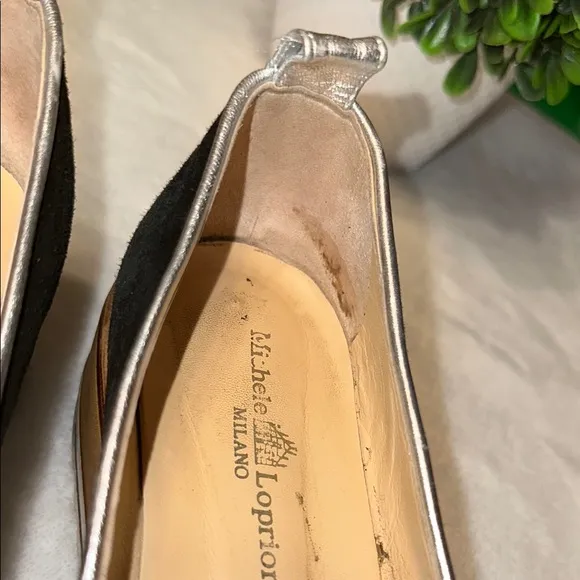 Michele Lopriore SZ 9 Black and Silver Cassidy Tassel Loafers