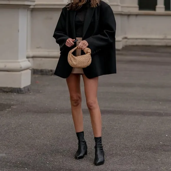 Mimid Black Stretch Leather Heeled Boots - Bared Footwear
