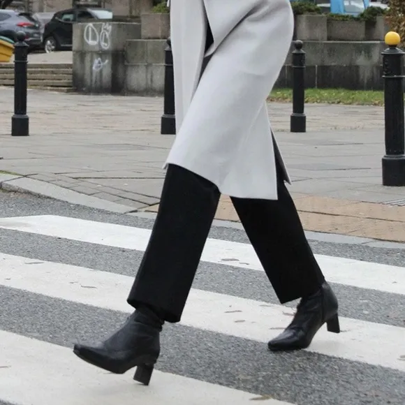 Mimid Black Stretch Leather Heeled Boots - Bared Footwear