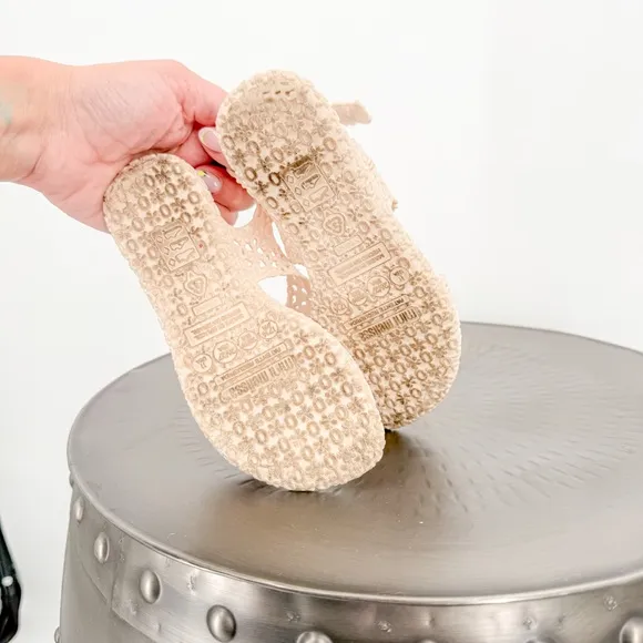 Mini Melissa Cream Sandals with Textured Straps