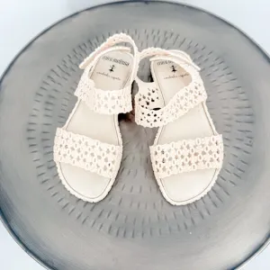 Mini Melissa Cream Sandals with Textured Straps