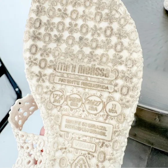 Mini Melissa Cream Sandals with Textured Straps