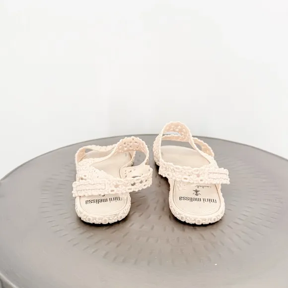 Mini Melissa Cream Sandals with Textured Straps