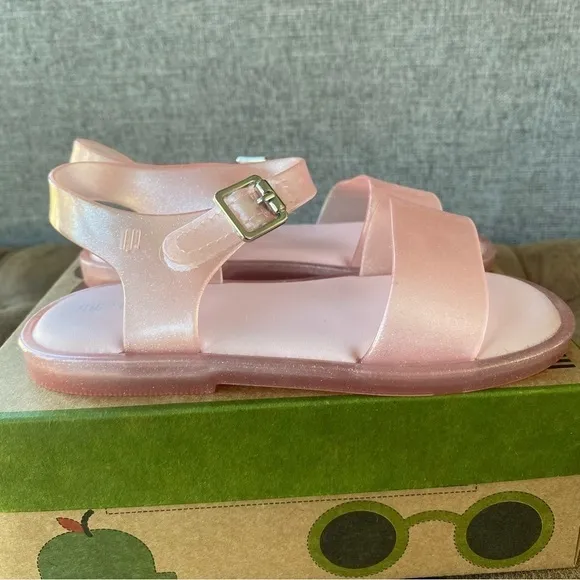 Mini Melissa Mar Strappy Pink Glitter Sandals 10 NIB