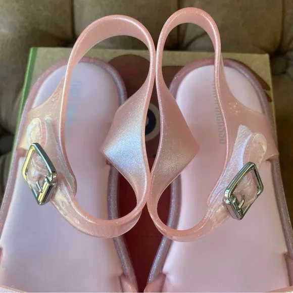 Mini Melissa Mar Strappy Pink Glitter Sandals 10 NIB
