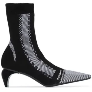 MISBHV Black 80 Striped Logo Knit Ankle Boots Size 8 (39) NEW