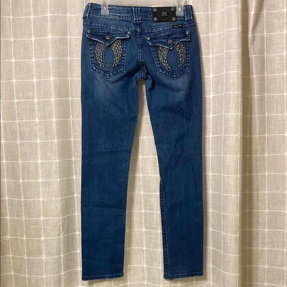 Miss Me Jeans Embellished Angel Wings Pockets Bootcut Denim Jeans Studded Sz 29