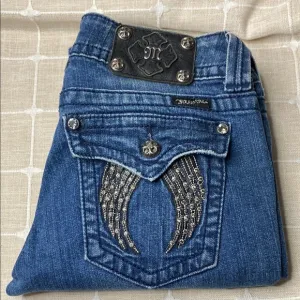 Miss Me Jeans Embellished Angel Wings Pockets Bootcut Denim Jeans Studded Sz 29
